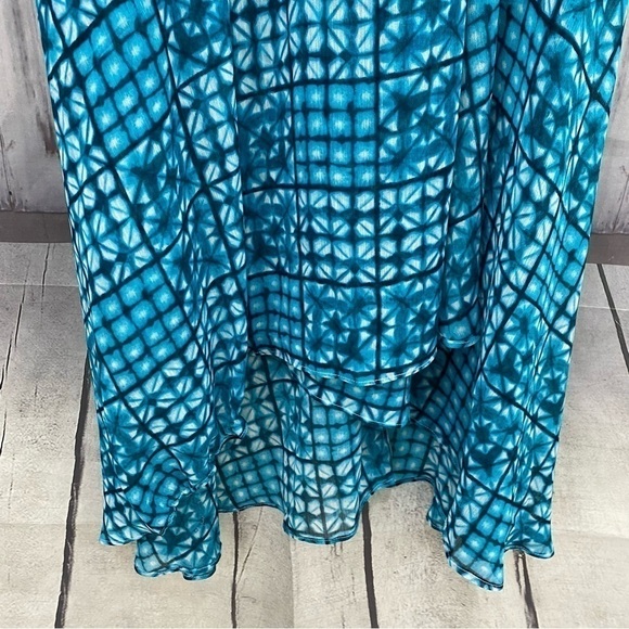 Tommy Hilfiger Blue Chiffon V Neck Maxi Dress High Low Sleeveless Faux Wrap NWT - Picture 13 of 13